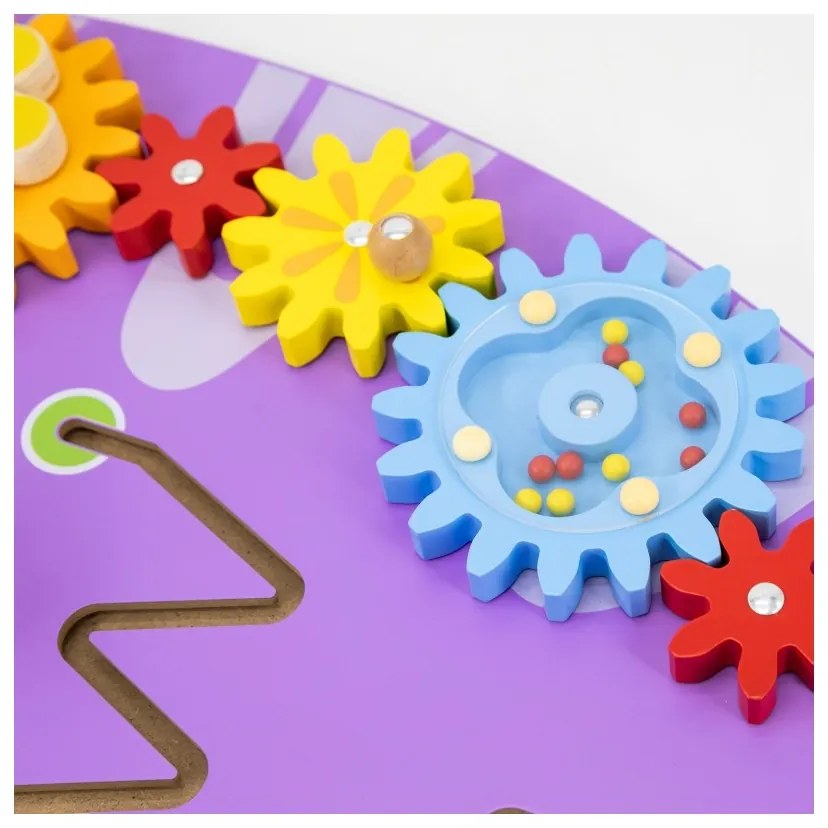 Viga drewniana tablica sensoryczna-manipulacyjna edu triceratops