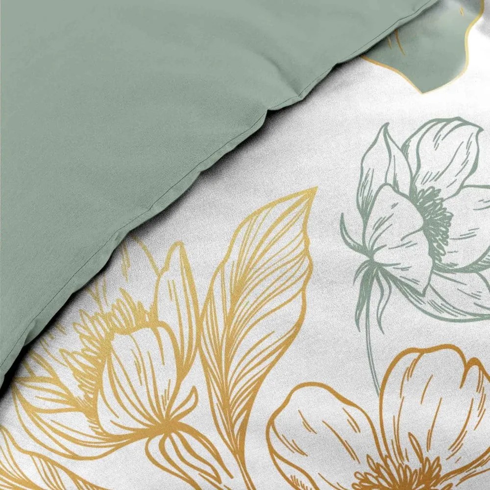 Biało-zielona bawełniana pościel dwuosobowa 240x220 cm Lolita – douceur d'intérieur