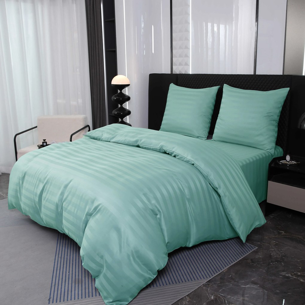PrzytulneMieszkanie.pl PrzytulneMieszkanie.pl Hotelowa pościel z mikrofibry JASMINE miętowa - pasek 2 cm, hotelowa kieszeń Rozmiar pościeli: 70 x 90 cm | 140 x 220 cm