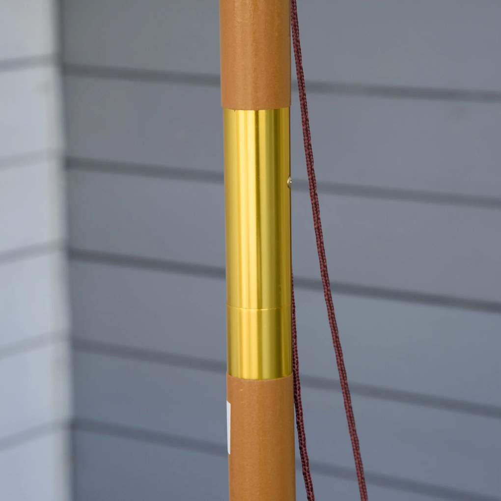 Outsunny Parasol ogrodowy z drewna 300 cm, Parasol na balkon z bambusa, Khaki