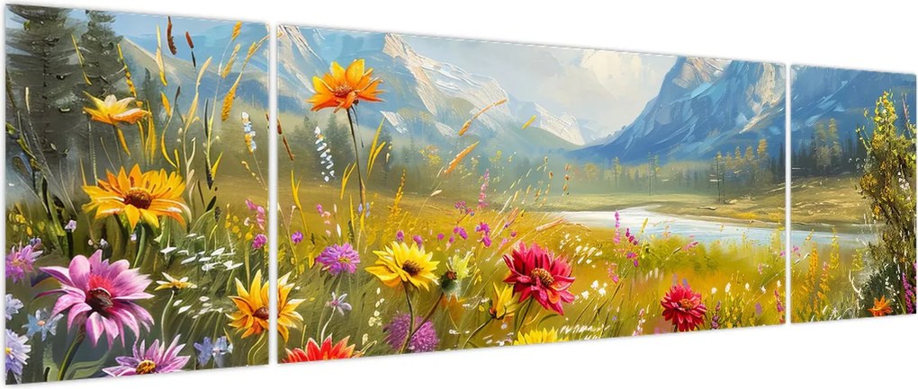 Obraz - Malowany krajobraz (170x50 cm)