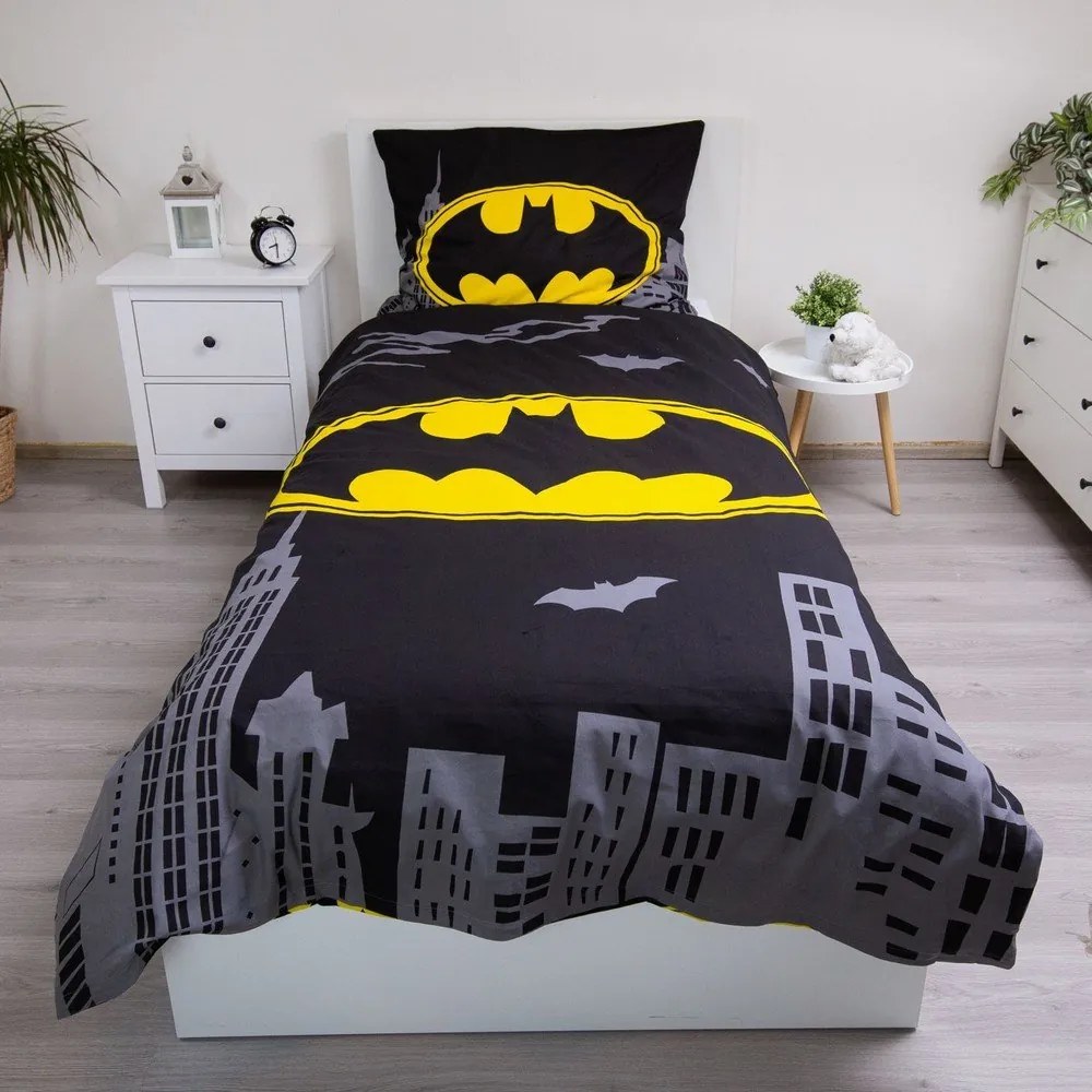 Bawełniana pościel dziecięca jednoosobowa 140x200 cm Batman "The Emblem" – Jerry Fabrics