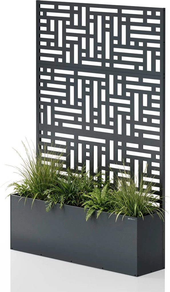 Pergola ogrodowa metalowa z donicą antracytowa 3in1, 1200x1800x300 mm: ROSE