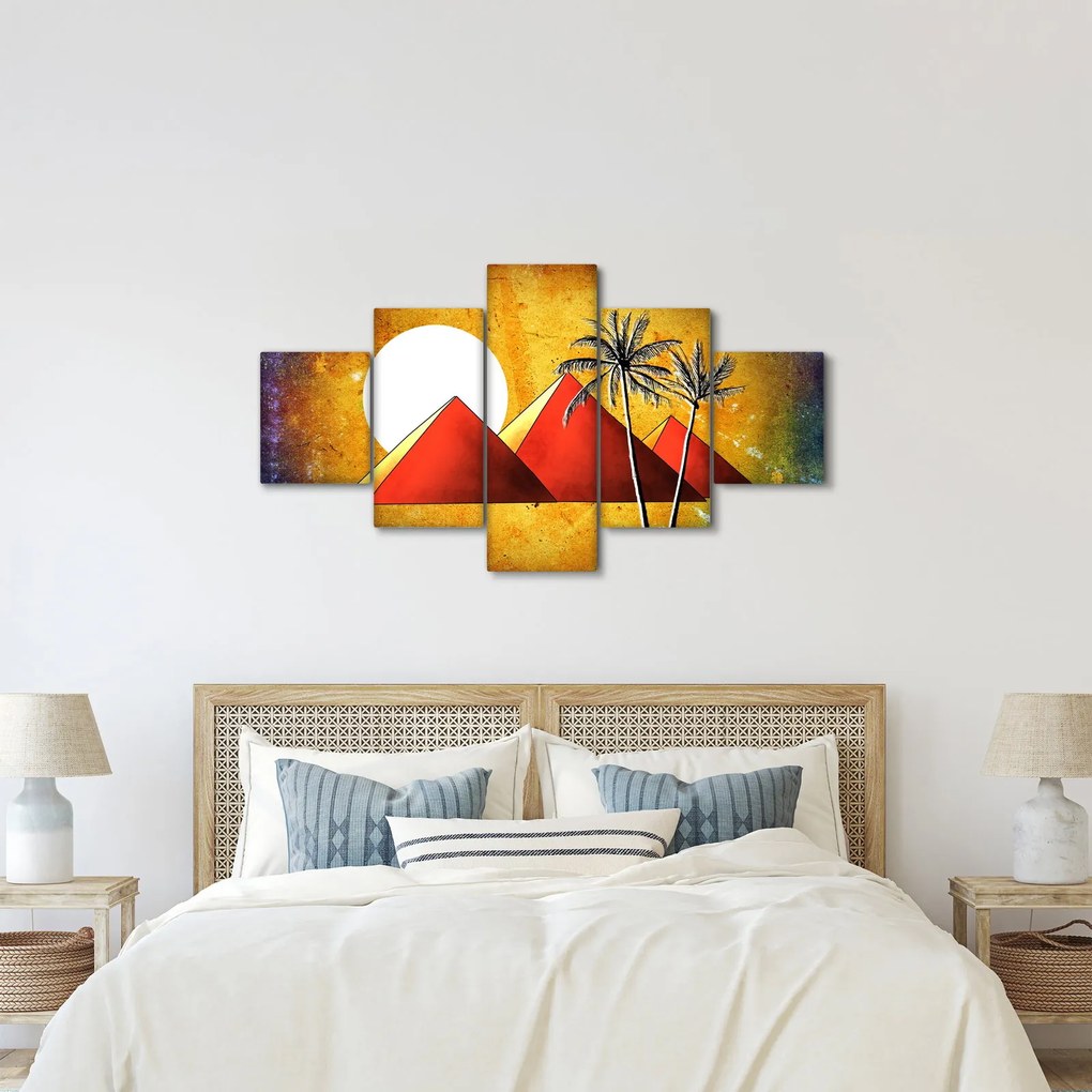 Obraz malowanych egipskich piramid (125x70 cm)