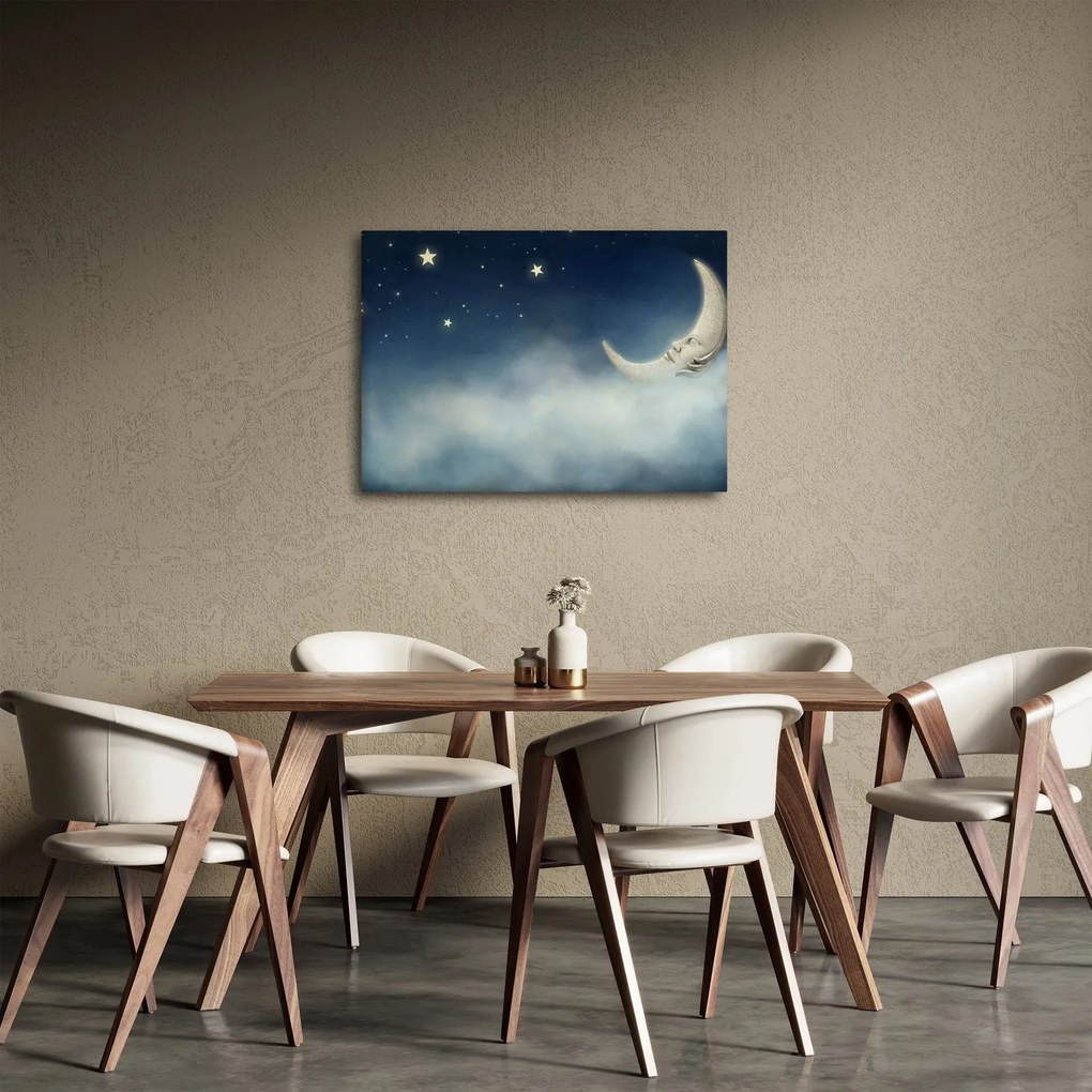 Obraz - Księżyc z gwiazdami (70x50 cm)