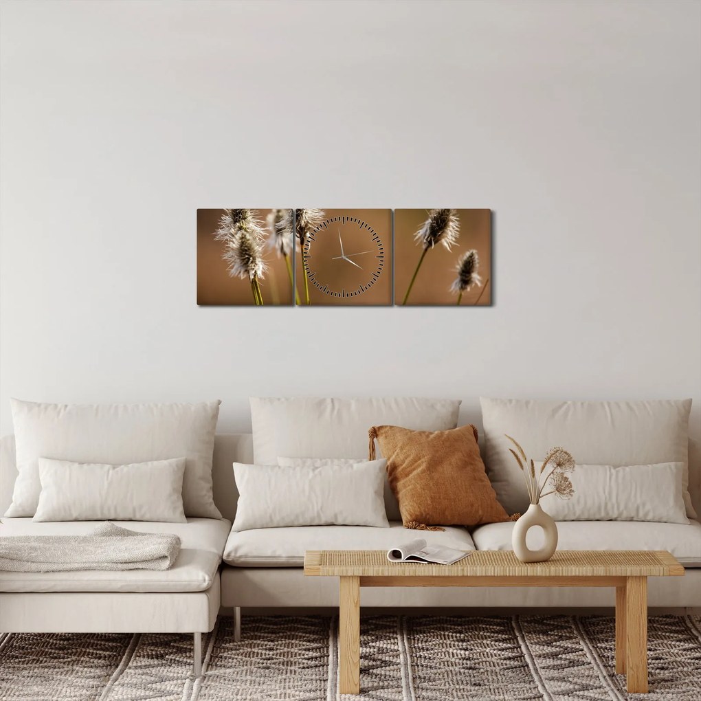 Obraz - Trawa (z zegarem) (90x30 cm)