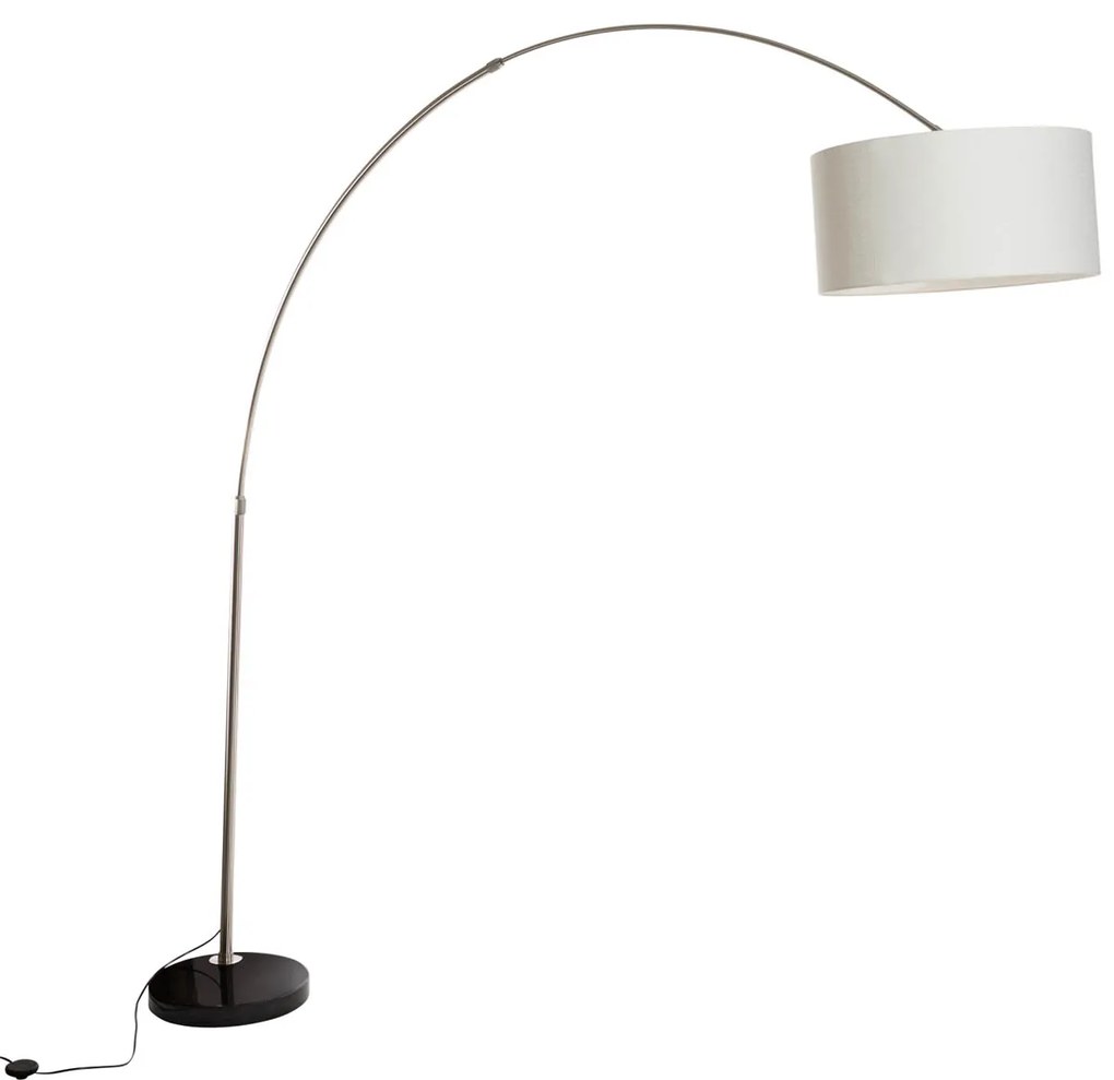 Luk Stalowa lampa łukowa z białym abażurem 50 cm - XXL Nowoczesny Oswietlenie wewnetrzne