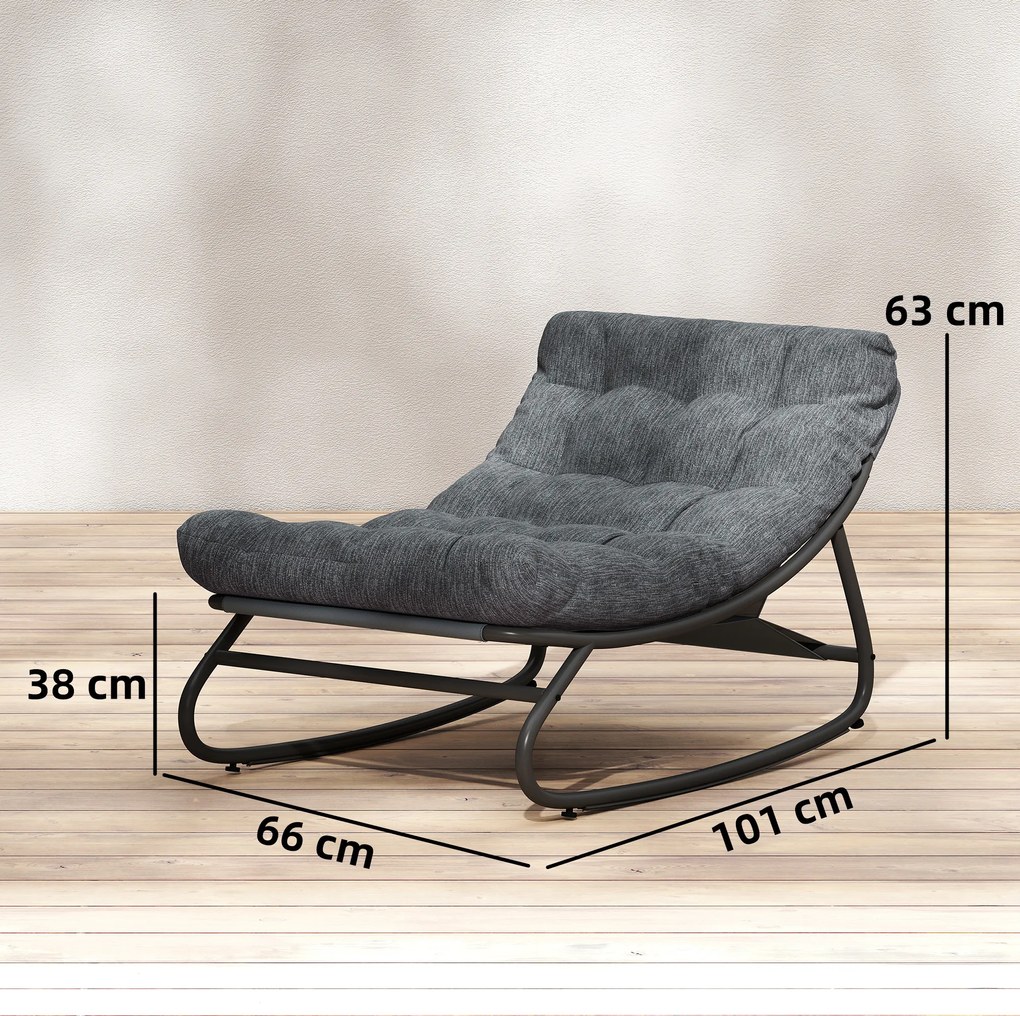 Outsunny Fotel bujany z szerokim siedziskiem z siatki i grubą poduszką, 101 x 66 x 63 cm, szary | Aosom PL