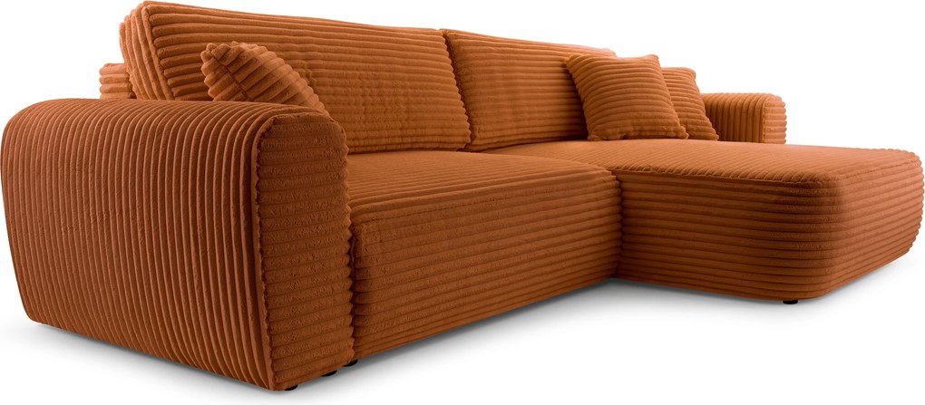 Masseno Narożnik VIVA z funkcją spania i pojemnikiem na pościel Narozniki L, Rozkładana sofa - Ceglasty, TILIA 52