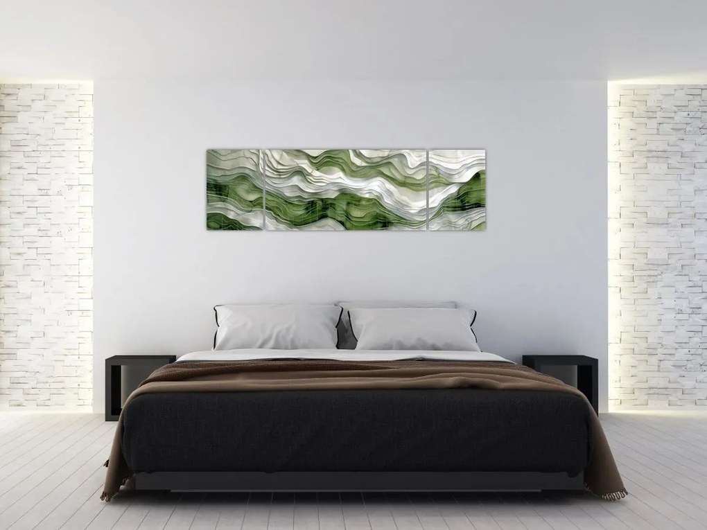 Obraz - Zielone i białe zmarszczki (170x50 cm)