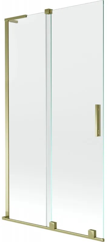 Mexen Velar L parawan nawannowy 2-skrzydłowy rozsuwany 100 x 150 cm, transparent, złoty - 896-100-003-01-50