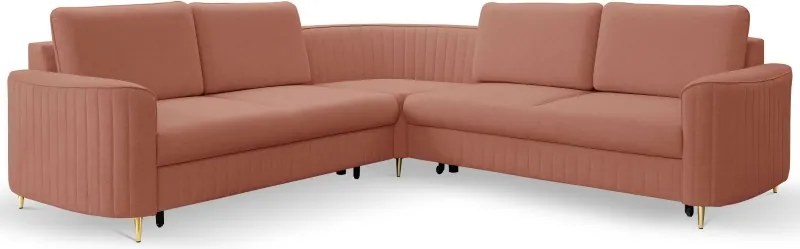 Narożnik LAREN nowoczesna sofa z funkcją spania pojemnik na pościel lewa strona CASTEL 55 251x251x85 cm