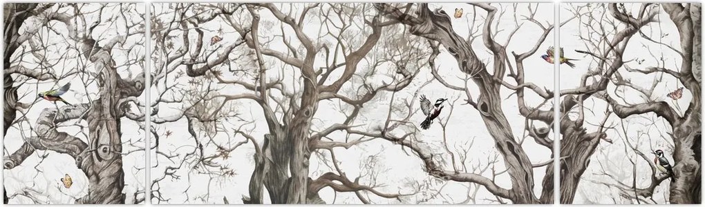 Obraz - Wzór lasu, rysunek (170x50 cm)