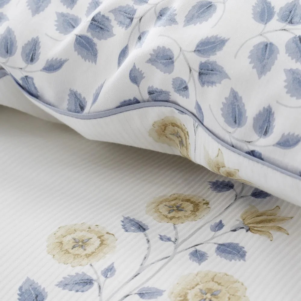 Biała adamaszkowa pościel jednoosobowa 135x200 cm Eloise Floral – Bianca
