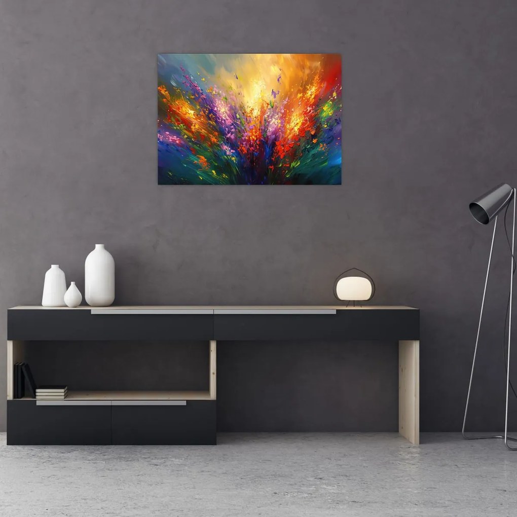 Obraz na szkle - Abstrakcja kwiatów (70x50 cm)