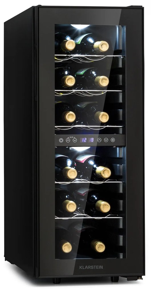 Klarstein Shiraz 29cm 12 Butelek Winiarka Dwustrefowa Czarny