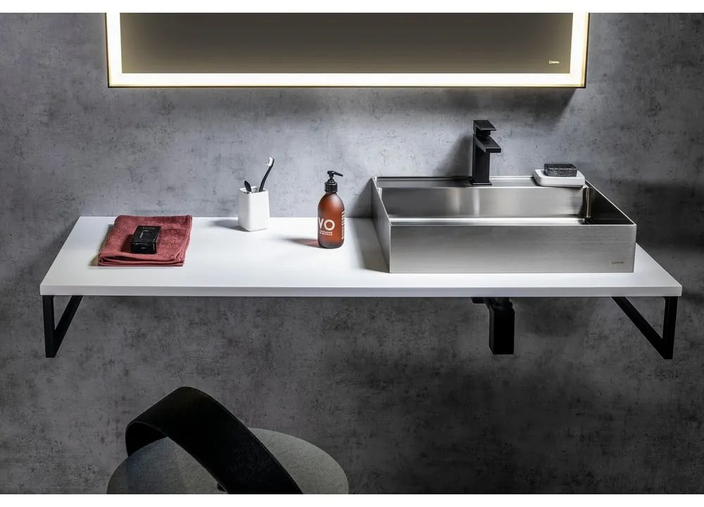 Umywalka ze stali nierdzewnej w kolorze srebra 55x42 cm Aurum – Sapho