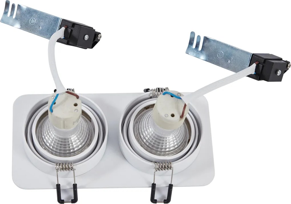 Zestaw 6 zaokrąglonych reflektorów wpuszczanych białych GU10 50 mm, obrotowych i uchylnych IP44 2-źródła światła - Alberto