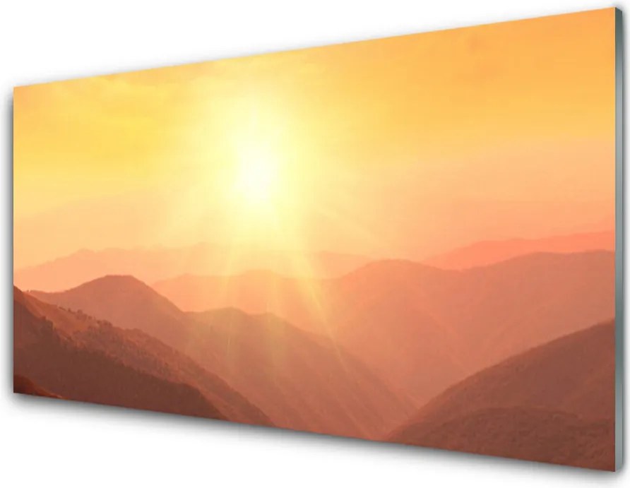 Szkło do Kuchni na Ścianę Ognisty Zachód nad Szczytami