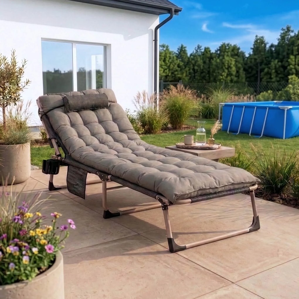 Leżak Ogrodowy SATURN 190x73 cm Szary