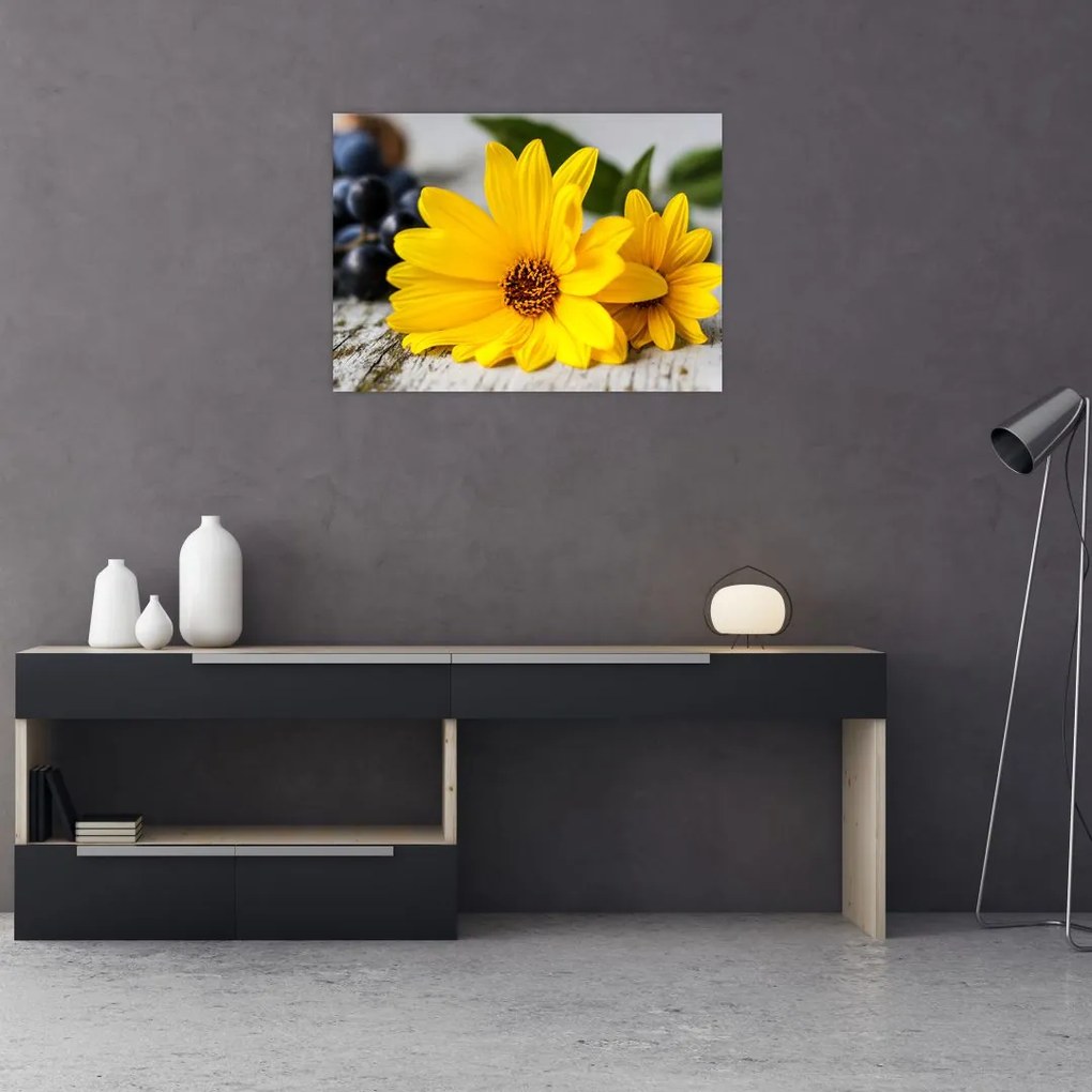 Obraz żółtych kwiatów (70x50 cm)