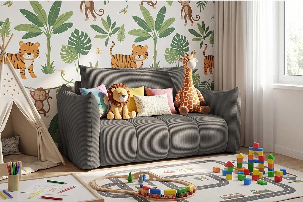 Sofa amerykanka Flo, z funkcją spania, dla dzieci, Poso, szary (22)