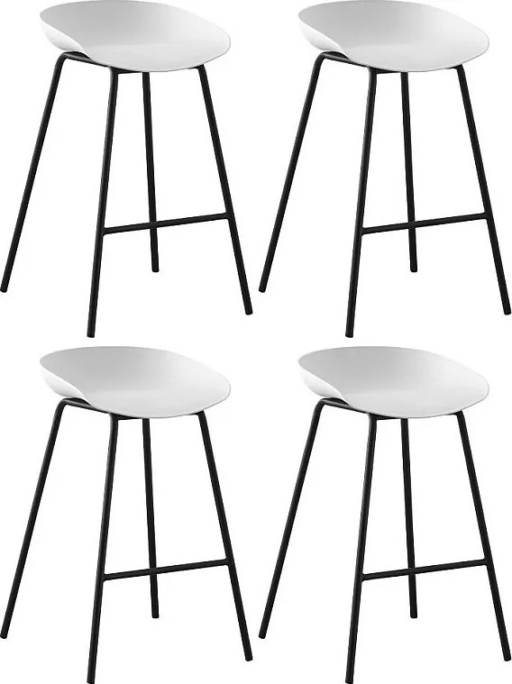 Zestaw 4 krzeseł barowych - polipropylen - szary - BONITA