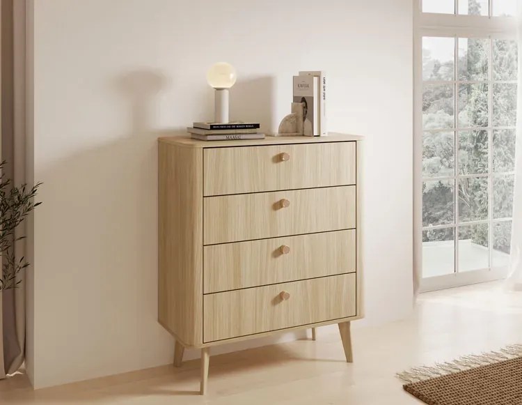 Komoda z 4 szufladami na nóżkach dąb barista R5-H73