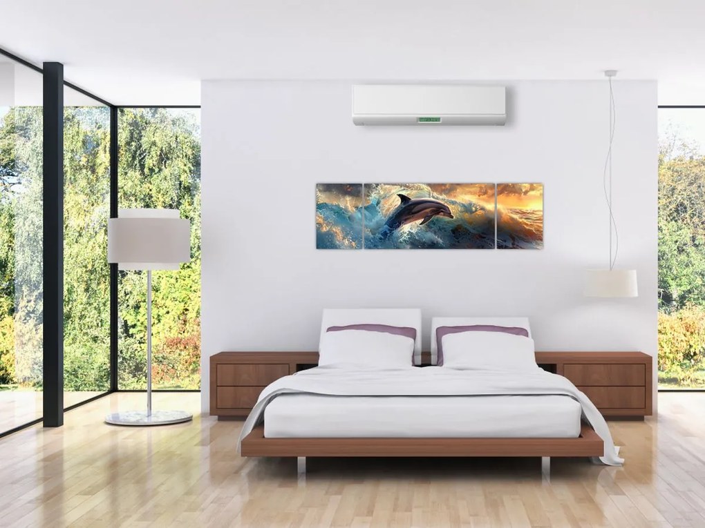 Obraz - Delfin, ilustracje (170x50 cm)