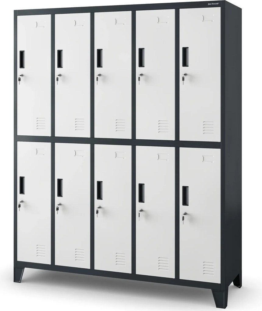 Metalowa szatnia 10-skrytkowa Bartek 136x45x172 cm antracyt/biały