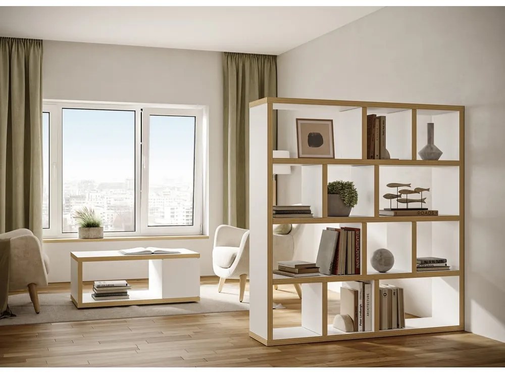 Biało-naturalny regał 150x159 cm Berlin – TemaHome