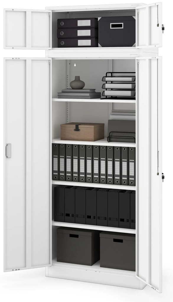 Szafa metalowa biurowa z 4 półkami biała, 1750x800x400 mm: JAN Compact