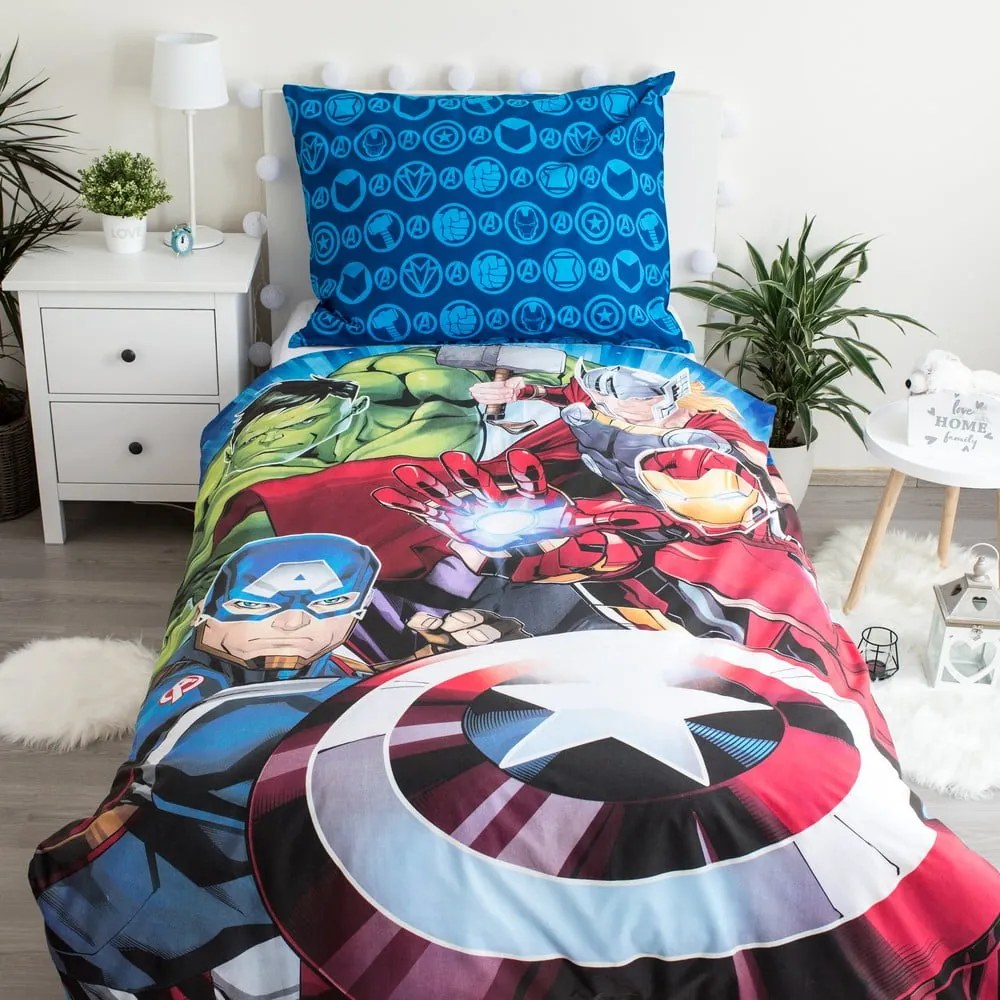 Bawełniana fluorescencyjna pościel dziecięca 140x200 cm Avengers – Jerry Fabrics