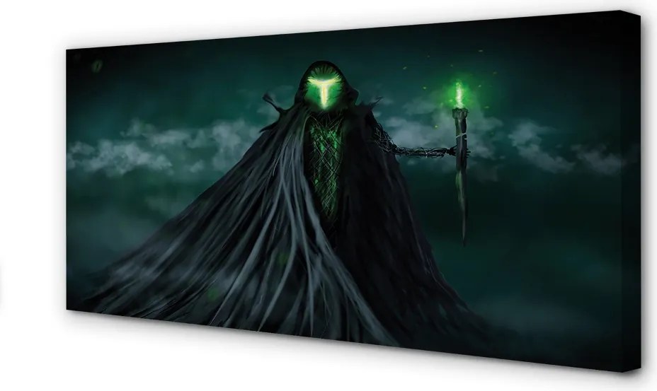 Zdjęcie na płótnie Mroczna Postać i Zielony Ogień