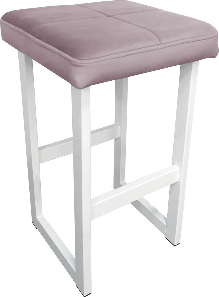 Hoker ALEX krzesło barowe tkanina Welur podstawa metalowa : Kolor Stelaża - Biały, Kolor tkaniny - VELVET - MG55, Wysokość - 75 cm