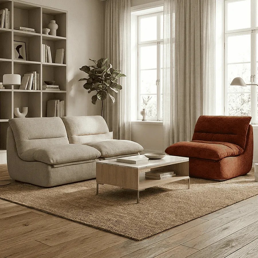 Zestaw Nuvia Living 3-osobowy – piaskowy i czekoladowy