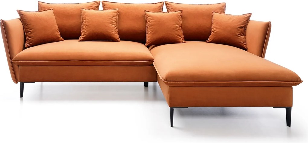 Masseno Narożnik SOLE z funkcją spania i pojemnikiem na pościel Narozniki L, Rozkładana sofa - Ceglasty, MAGIC VELVET 2213