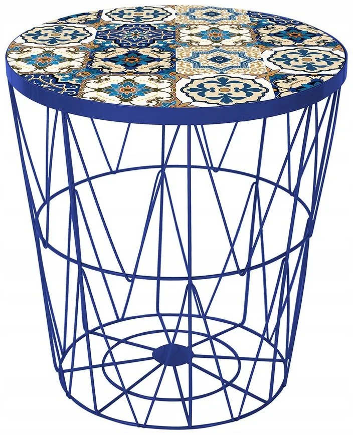Stolik pomocniczy BOHO Ø 38 cm, niebieski