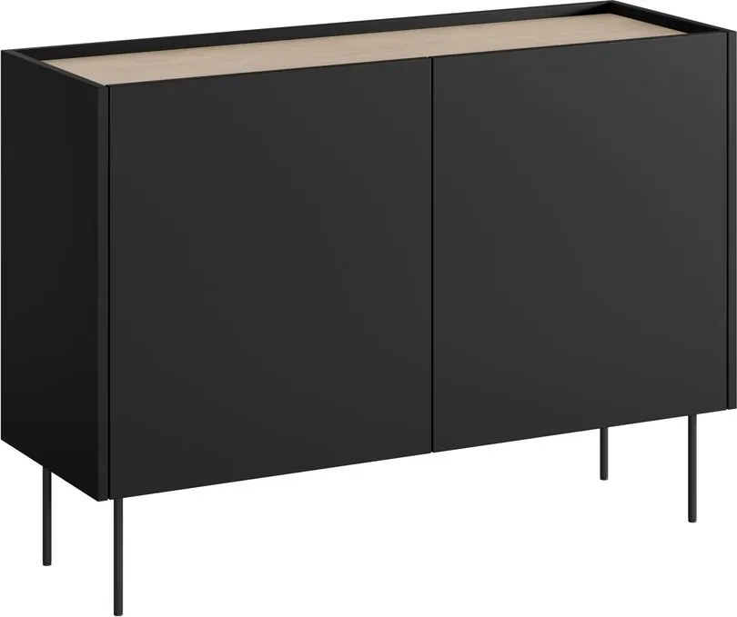 Komoda Desin 120 cm dwudrzwiowa - czarny mat / dąb nagano