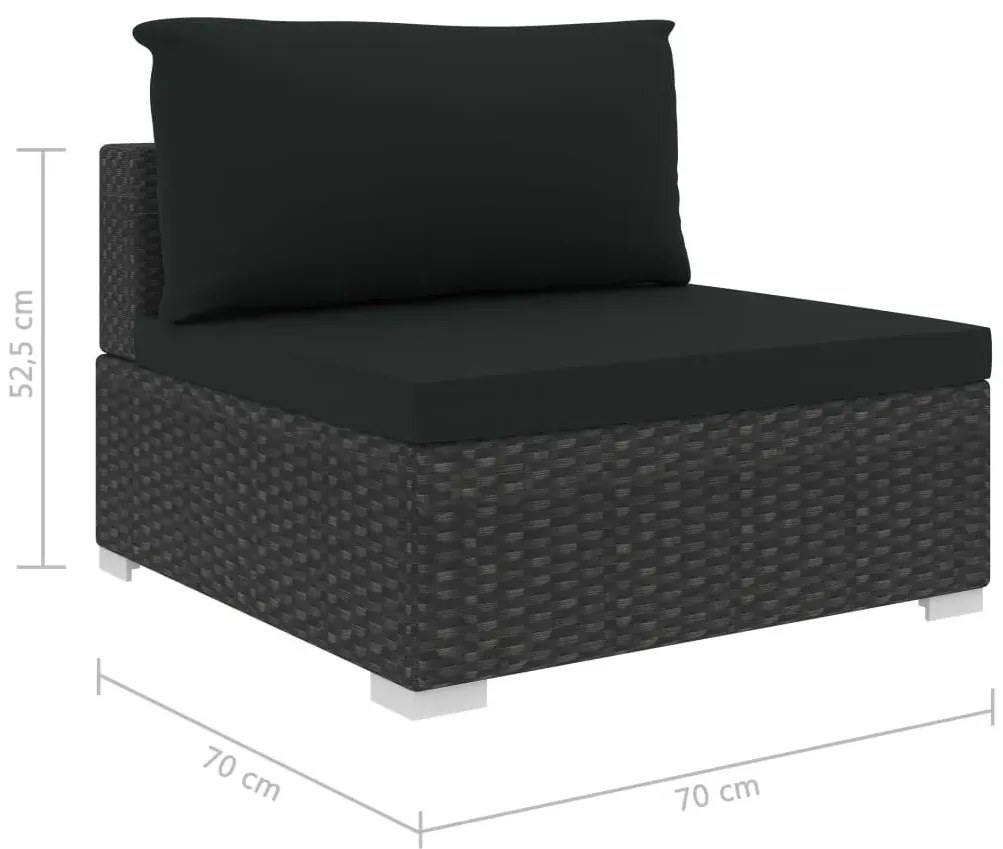 Zestaw czarnych mebli ogrodowych z poduszkami E7-R07