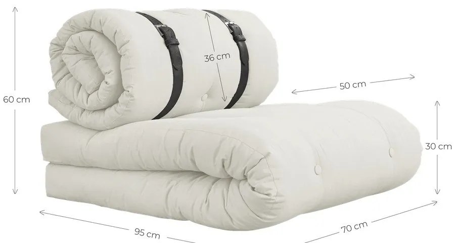 Rozkładany fotel z jasnobeżowym obiciem Karup Design Buckle Up Natural