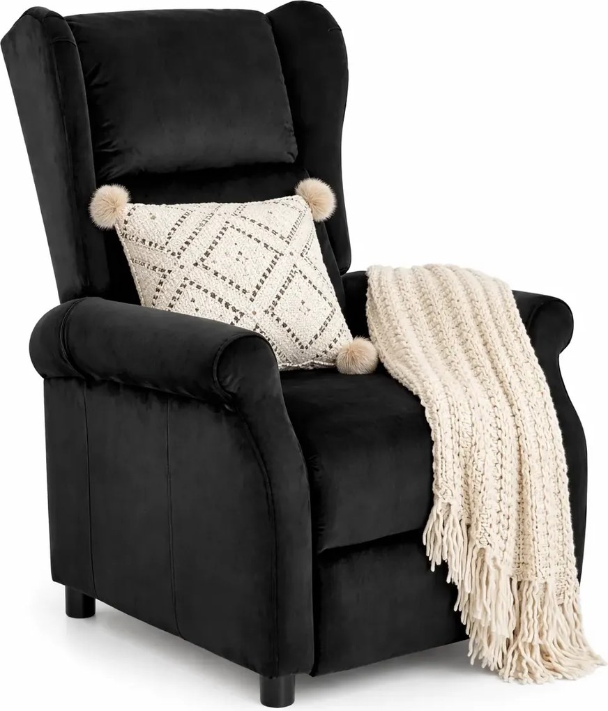 Czarny rozkładany fotel uszak T2-D27