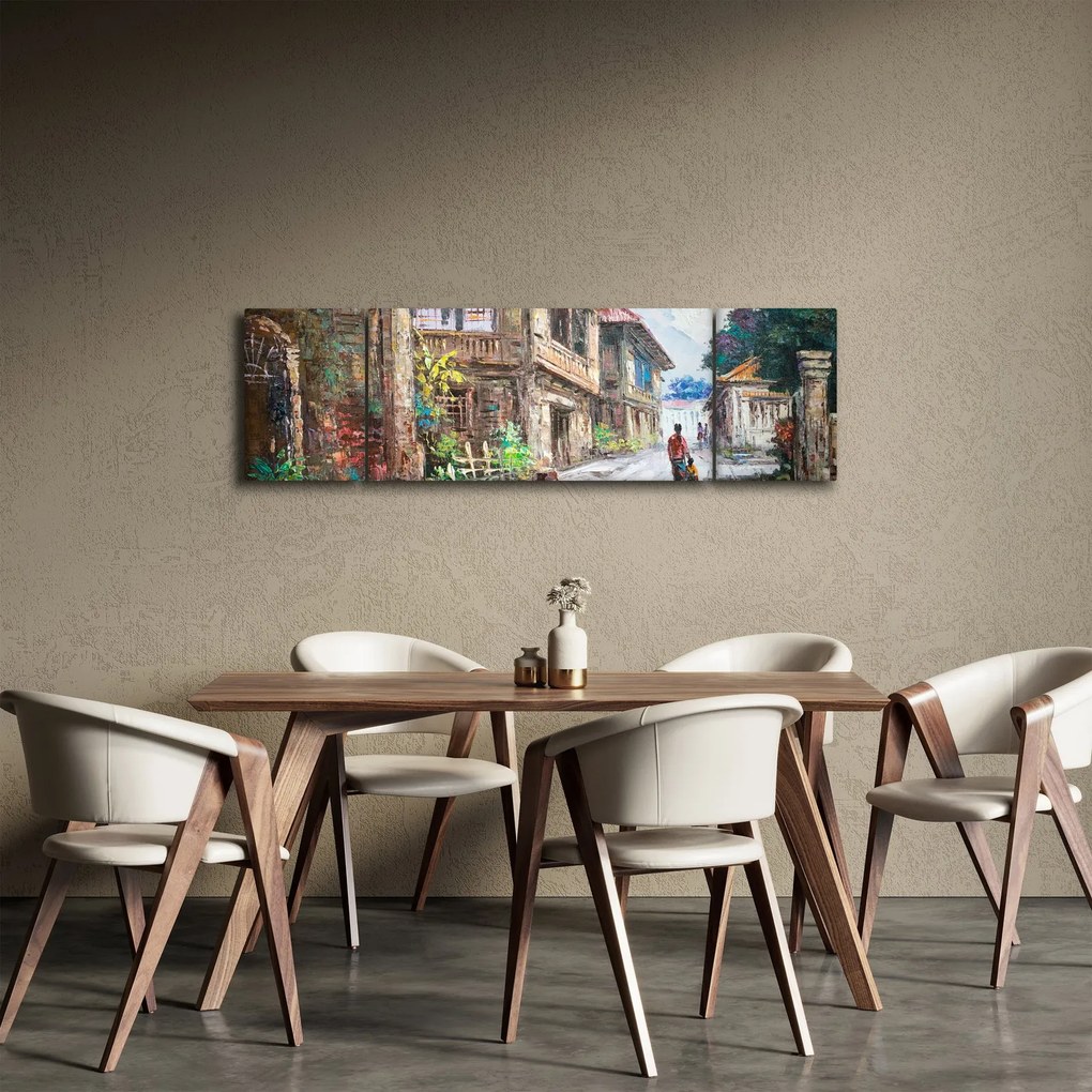 Obraz filipińskiej wioski, Azja (170x50 cm)