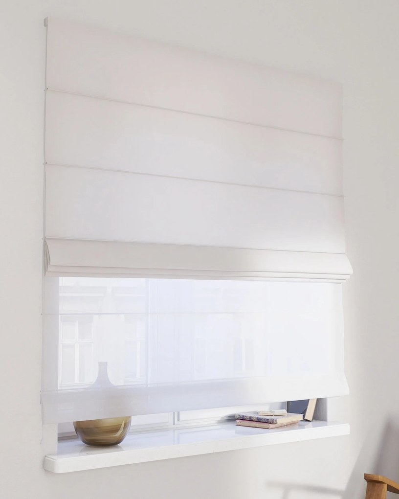 Roleta rzymska dzień noc Duo kolor biały tkanina półprzezroczysta, strukturalna