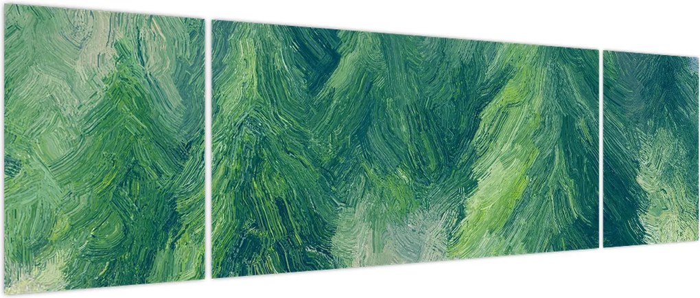Obraz - Malowane drzewa iglaste (170x50 cm)