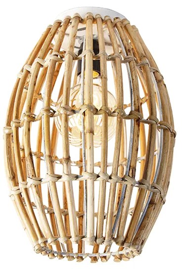 Lampa sufitowa rustykalna bambus i biała - Canna Capsule