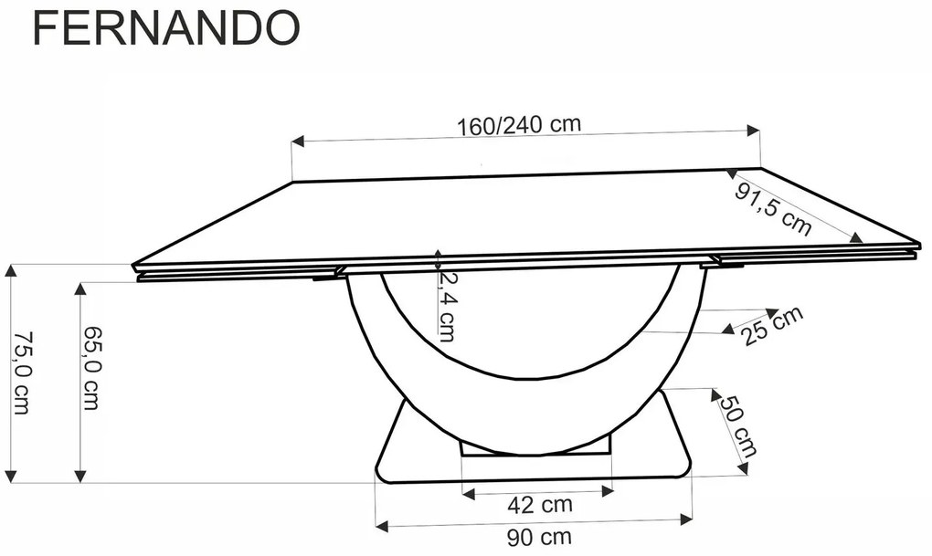 Stół rozkładany FERNANDO 160(240)x92 beżowy marmur/czarny HALMAR