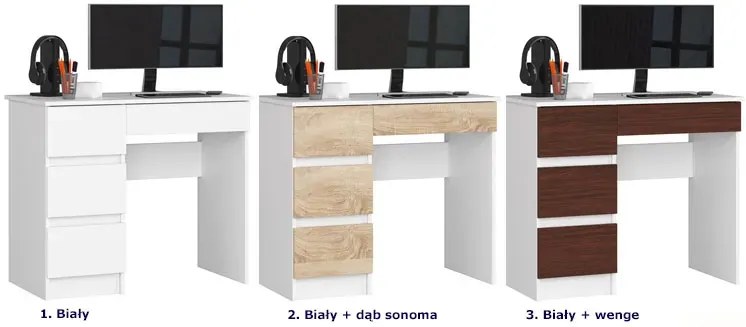 Małe białe biurko z szufladami - Luminus 4X