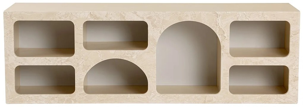 Szafka RTV z 7 wnękami - Efekt beżowego marmuru - LUELA