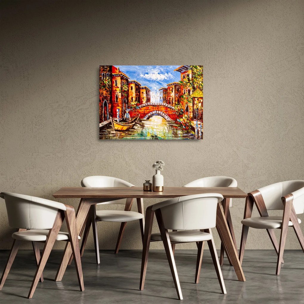 Obraz na szkle - Obraz olejny przedstawiający miasto III. (70x50 cm)